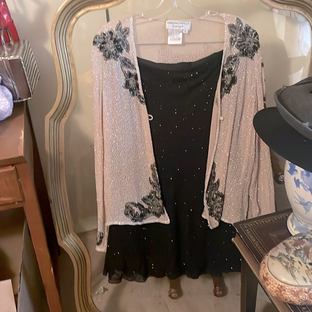 J Laxmi sequin skirt Adrianna Papell sequence blouse
